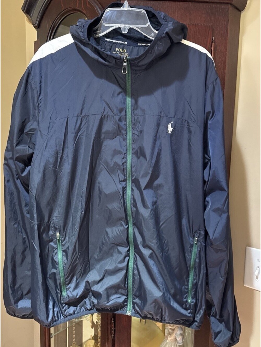 Polo Ralph Lauren Performance Men's Pony Navy Windbreaker Hoodie Jacket Size XL